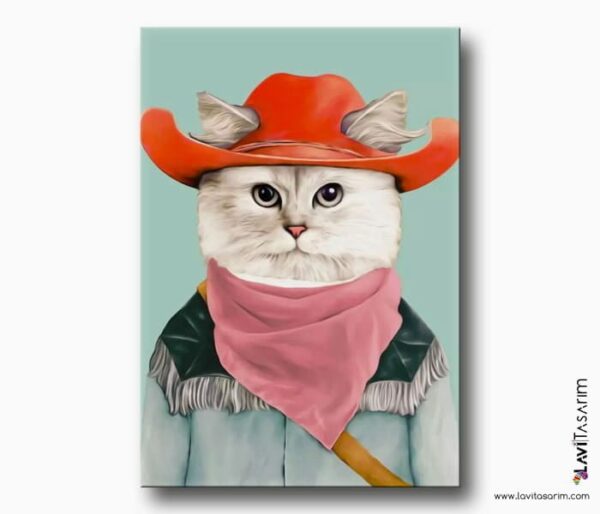 illüstrasyon kedi kanvas tablo
