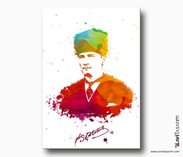 renkli atatürk fotoğrafı kanvas tablo