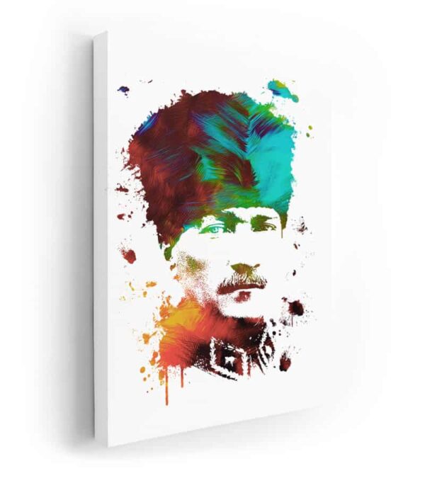 renkli atatürk portresi, turkuaz turuncu bordo tonlarda lavi tasarım tarafından tasarlanan muhteşem atatürk tablosu