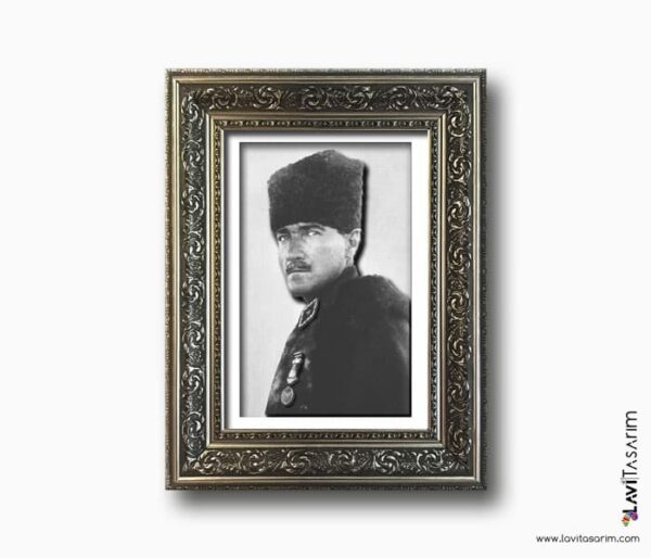 kalpaklı atatürk portresi , rölyef , lavi tasarım