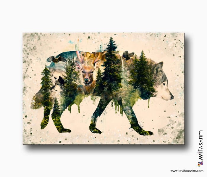 kurt kanvas tablo, lavi tasarım , wolf canvas