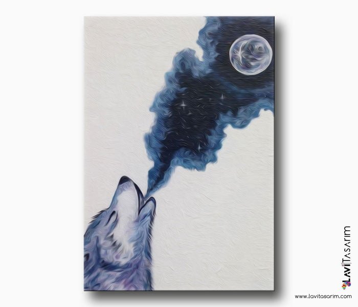 yağlıboya kurt kanvas tablo , lavi tasarım , oil paint wolf
