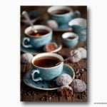 çay saati kanvas tablo, yiyecek içecek tabloları, kafe restaurant tabloları, kafe aksesuarları, içecek temalı tablolar, lavi tasarım