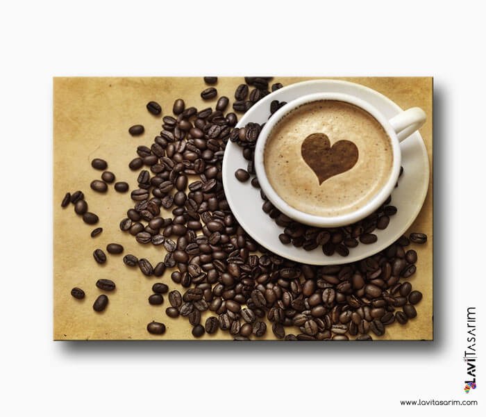 kahve aşkı kanvas tablo, kahve kafe tablo, kahve sevgisi kanvas tablo, lavi tasarım, lavitasarim