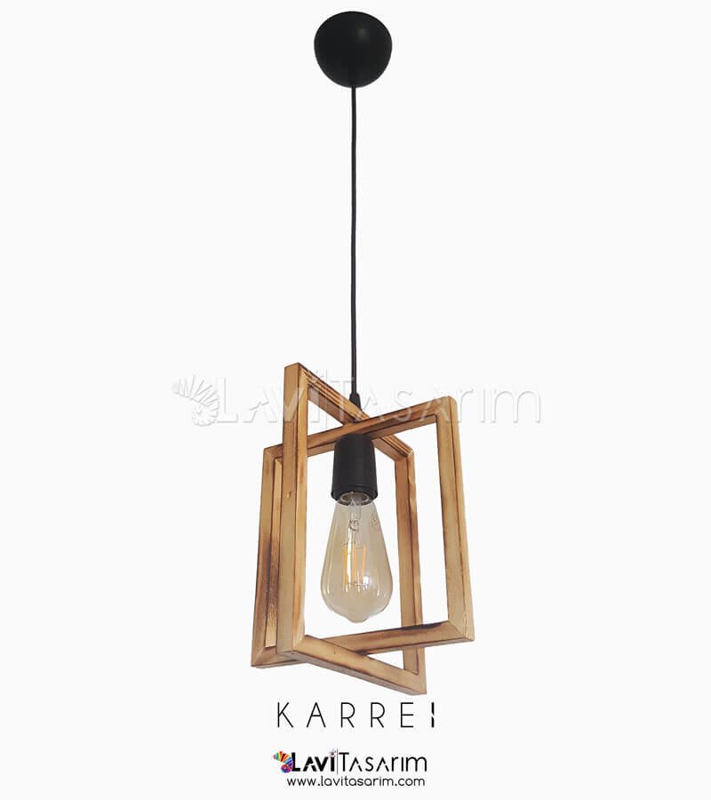 rustik avize tekli karre lavi tasarım, aydınlatma dekorasyon, rustik avize modelleri, lighting , wood rustic chandelier lavi tasarim izmir