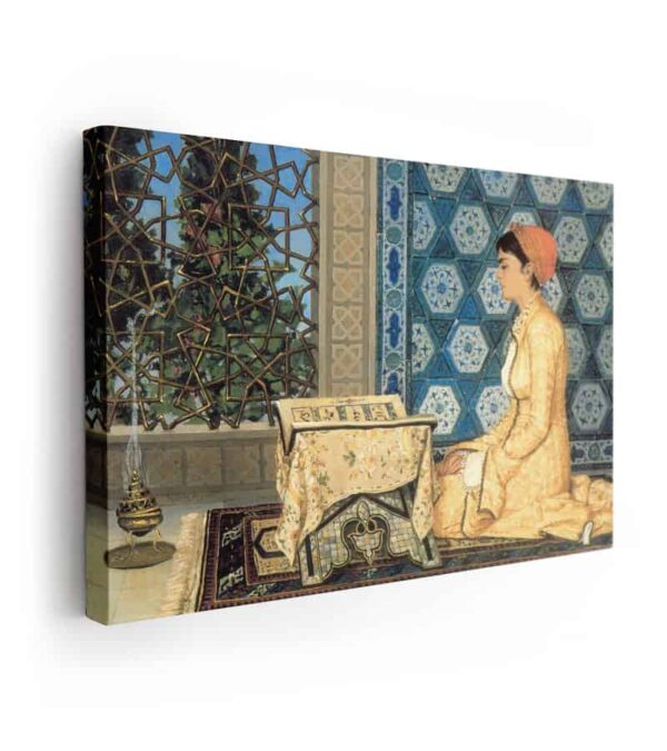 kuran okuyan kız, osman hamdi bey, kur'an okuyan kız tablosu, kuran okuyan kız kanvas tablo, lavi tasarım