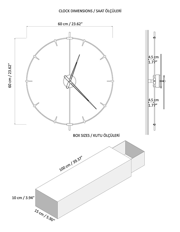 Metal Duvar Saati ölçüler Estilo Point 60 dekoratif duvar saati ile zamanda boyut değiştirin! En iyi duvar saati modelleri Lavi Tasarım’da!