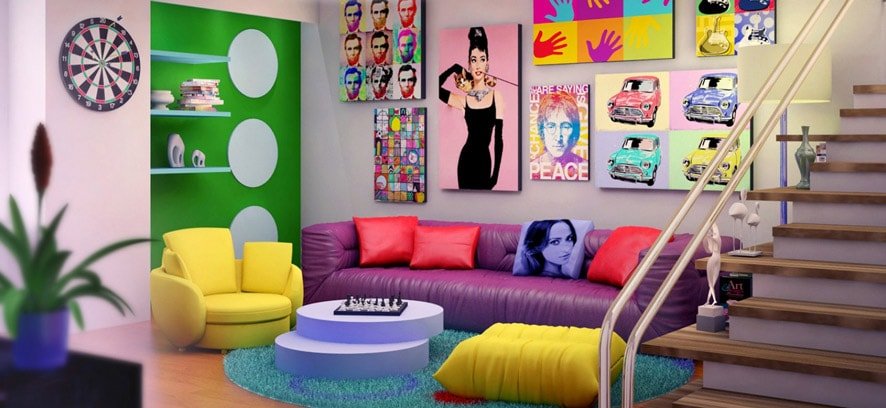 En güzel ev dekorasyonları ve popüler dekorasyon stilleri arasında yer alan pop art ev dekorasyonu