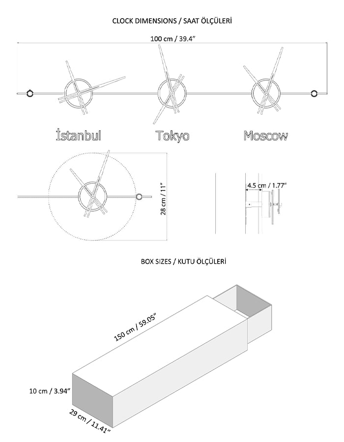 siyah 3 lü dünya duvar saati ve world wall clock , resepsiyon dünya saatleri modeli ofis duvar saati ölçüleri Dritto 03 indirimli ve taksitle Lavi Tasarım 'dan satın alın!