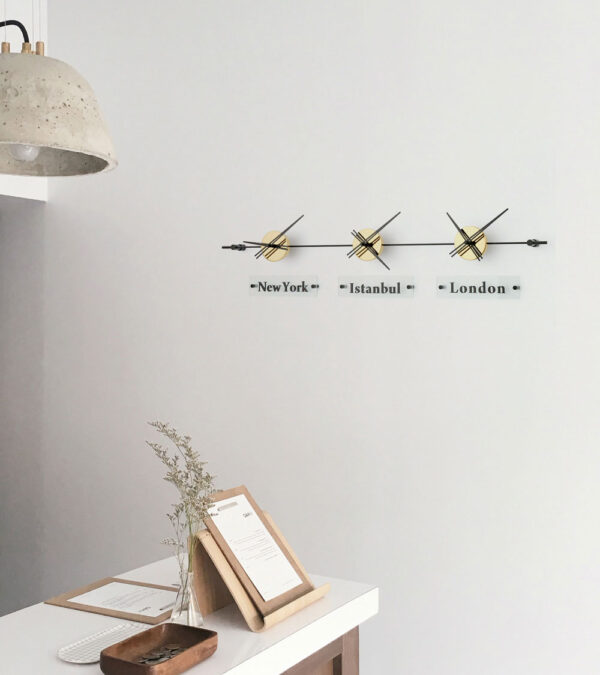 siyah gold 3 lü dünya duvar saati, world wall clock, resepsiyon dünya saatleri modeli ofis duvar saati Dritto 03 indirimli ve taksitle Lavi Tasarım 'dan satın alın!
