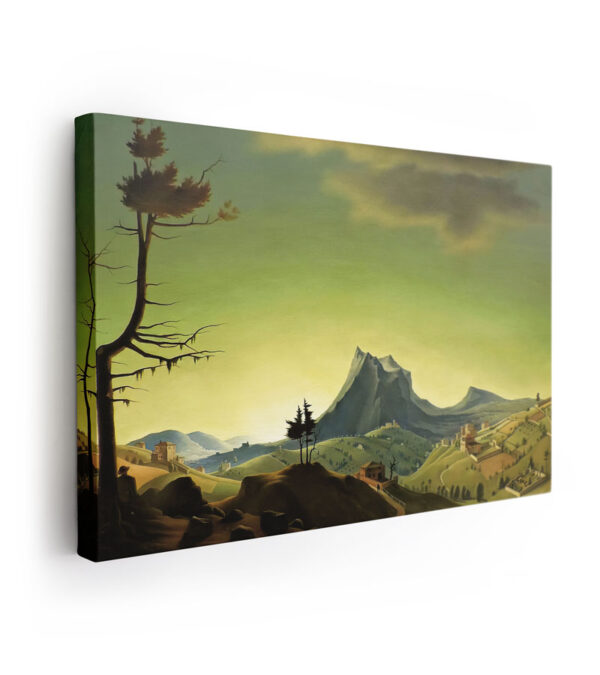 Evening Landscape Franz Sedlacek tarafından yapılan ağaç, dağlar, köy ve tepeler olan Akşam Manzarası Kanvas Tablo